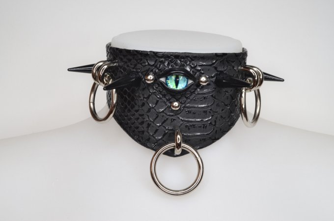 XXL DEVILZ CHOKER - Maxi choker oeil avec piques et anneaux