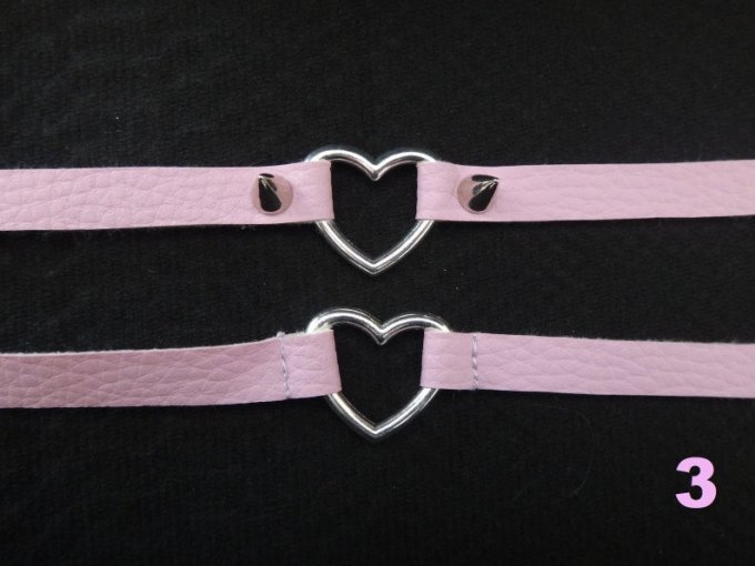 Choker coeur anneau ras de cou pastel goth lolita gothique goth simili noir rose dragon lilas piques