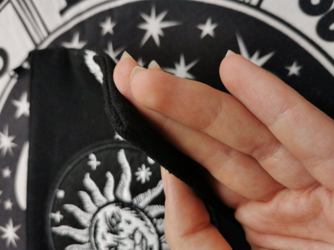 Pochette lune sorcière, trousse maquillage gothique motif astrologique, accessoire magie