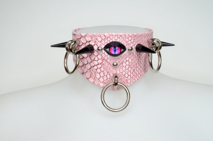 XXL DEVILZ CHOKER - Maxi choker oeil avec piques et anneaux